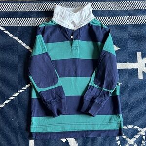 Hanna Andersson Navy and Green Striped Rugby